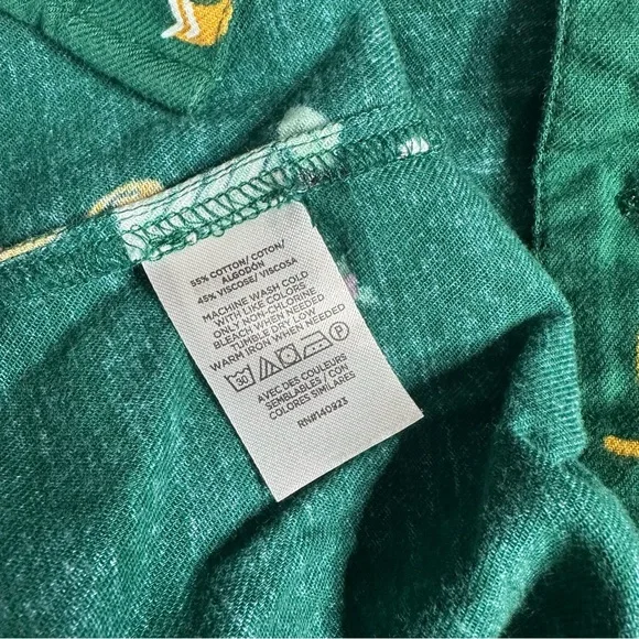 LOFT flannel kitten Cat Christmas pajamas Medium Green short sleeve pants button - Picture 13 of 16